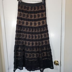 Max Studio Black Lace Layered Elastic Waistband Maxi Skirt Size S